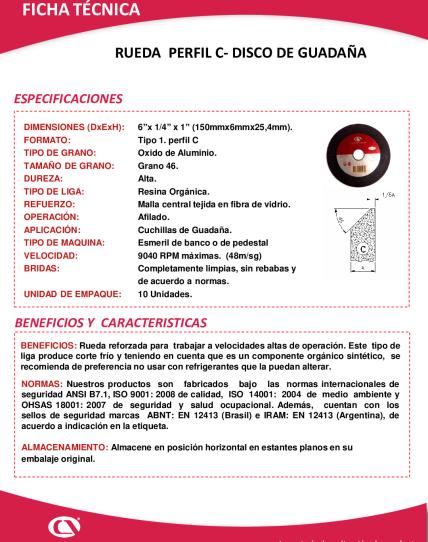 Ficha técnica Disco de Guadaña