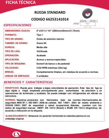 Ficha técnica RUEDA – CÓDIGO 66253141014