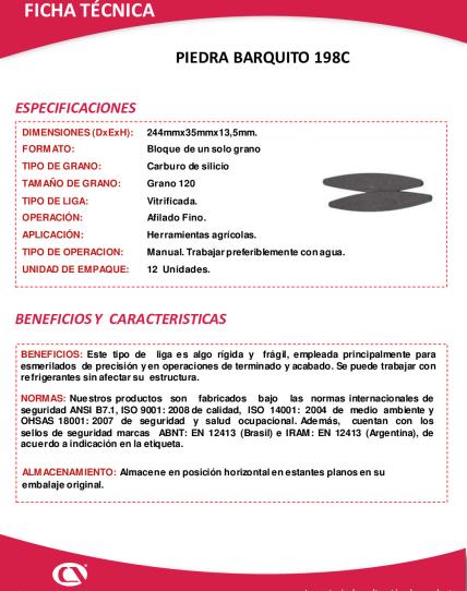 Ficha técnica PIEDRA BARQUITO 198C