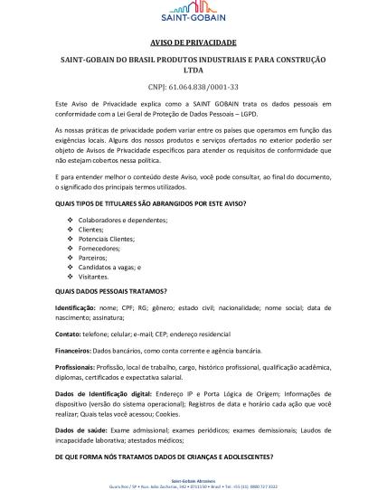AVISO DE PRIVACIDADE
