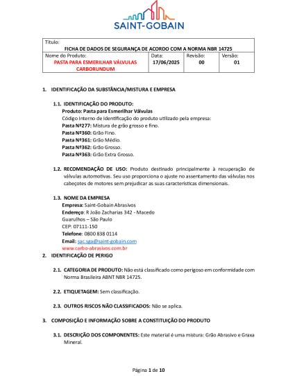 FDS Pasta para Esmerilhar Válvulas Carborundum